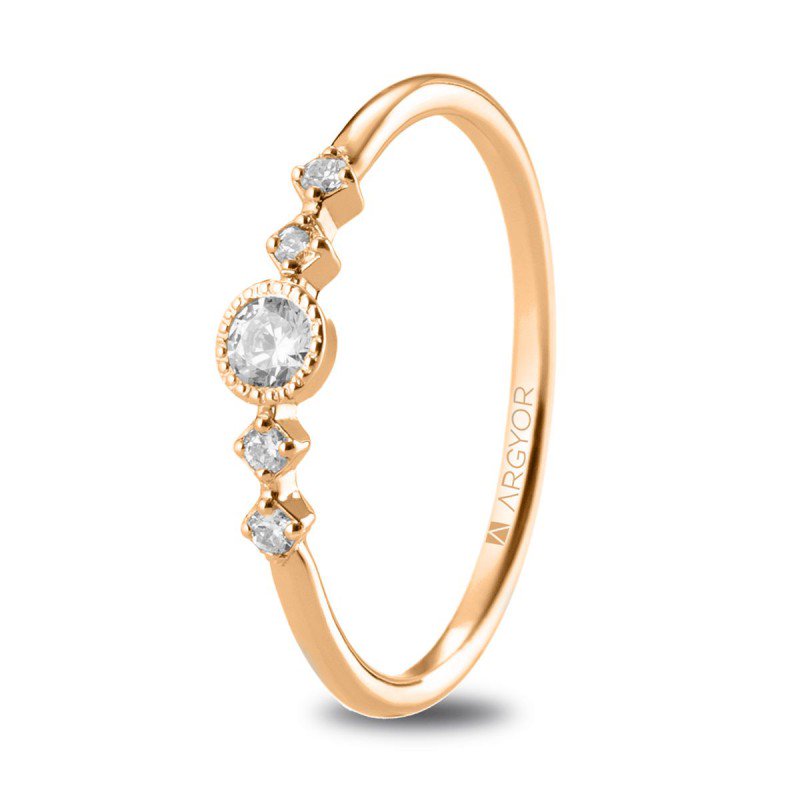 Anillo de Circonita Oro Rosa