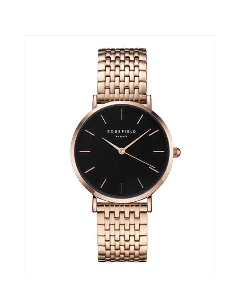 Rosefield Reloj The upper east side negra-oro rosa