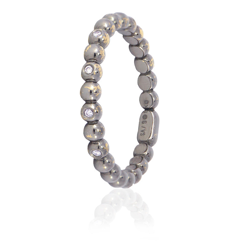 Sortija oro blanco con rutenio y diamantes