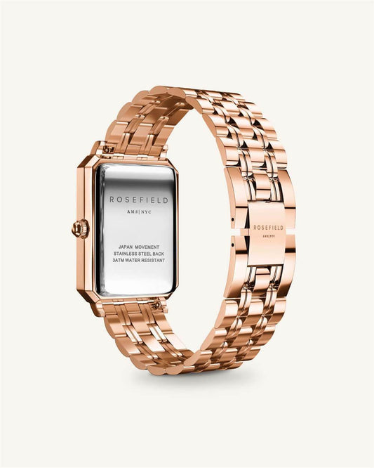 Rosefield Reloj The Octagon Blanco Sunray Acero inoxidable Oro Rosa