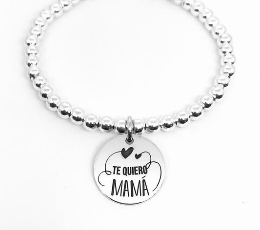 Pulsera plata Mamá personalizable .
