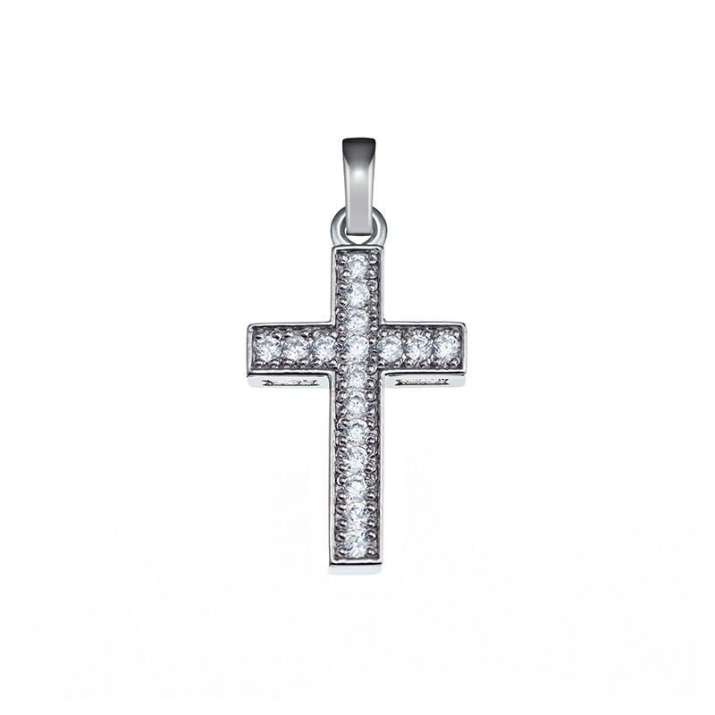 Cruz Circonitas oro blanco