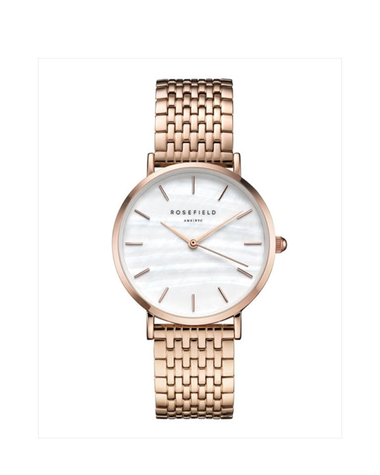 Rosefield Reloj The upper east side blanco perla-oro rosa