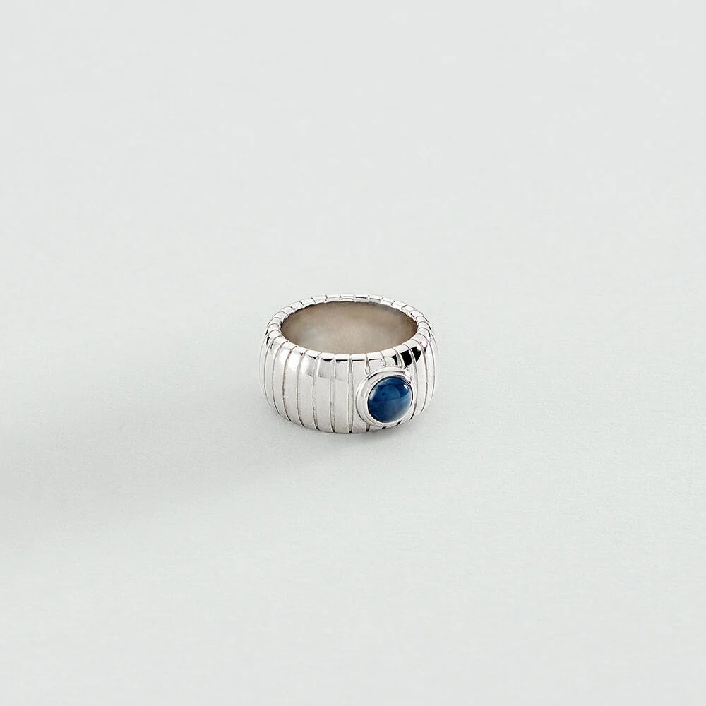 Anillo ancho BE Azul / Plata