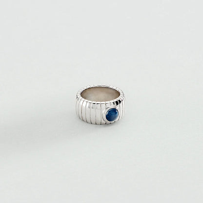 Anillo ancho BE Azul / Plata