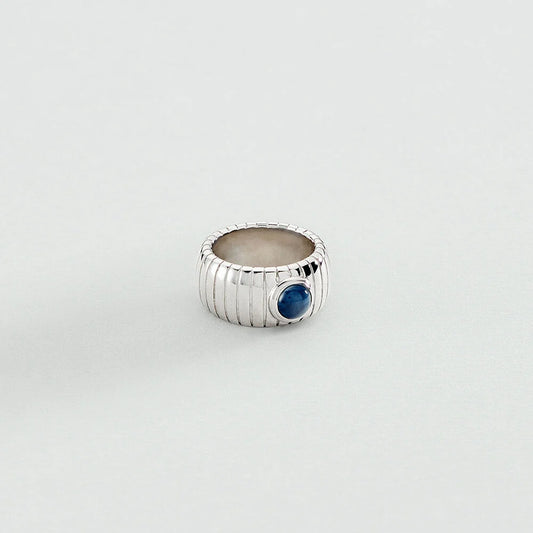 Anillo ancho BE Azul / Plata