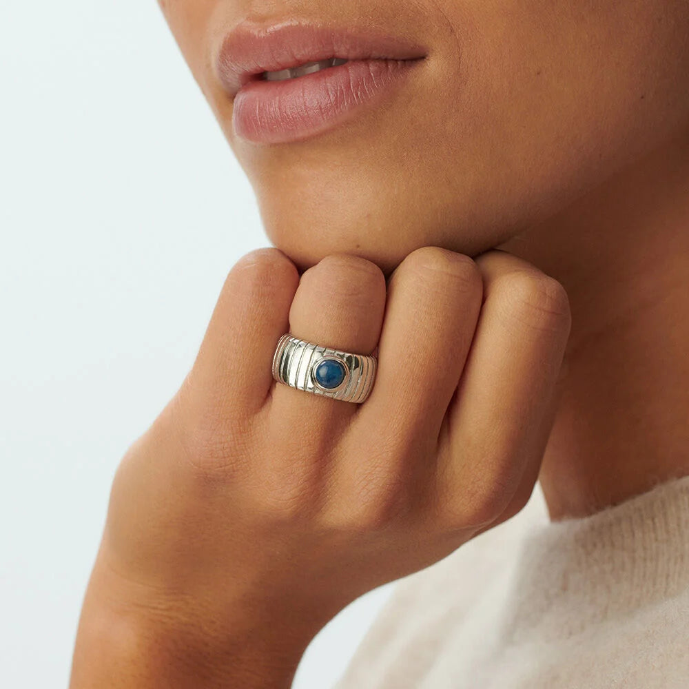 Anillo ancho BE Azul / Plata