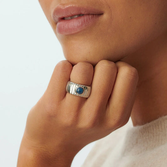 Anillo ancho BE Azul / Plata