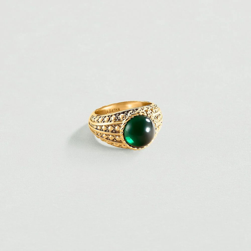 Agatha - Anillo Ancho N.13 (verde/dorado)