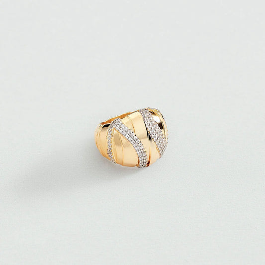 Anillo ancho BE Cristal / Dorado