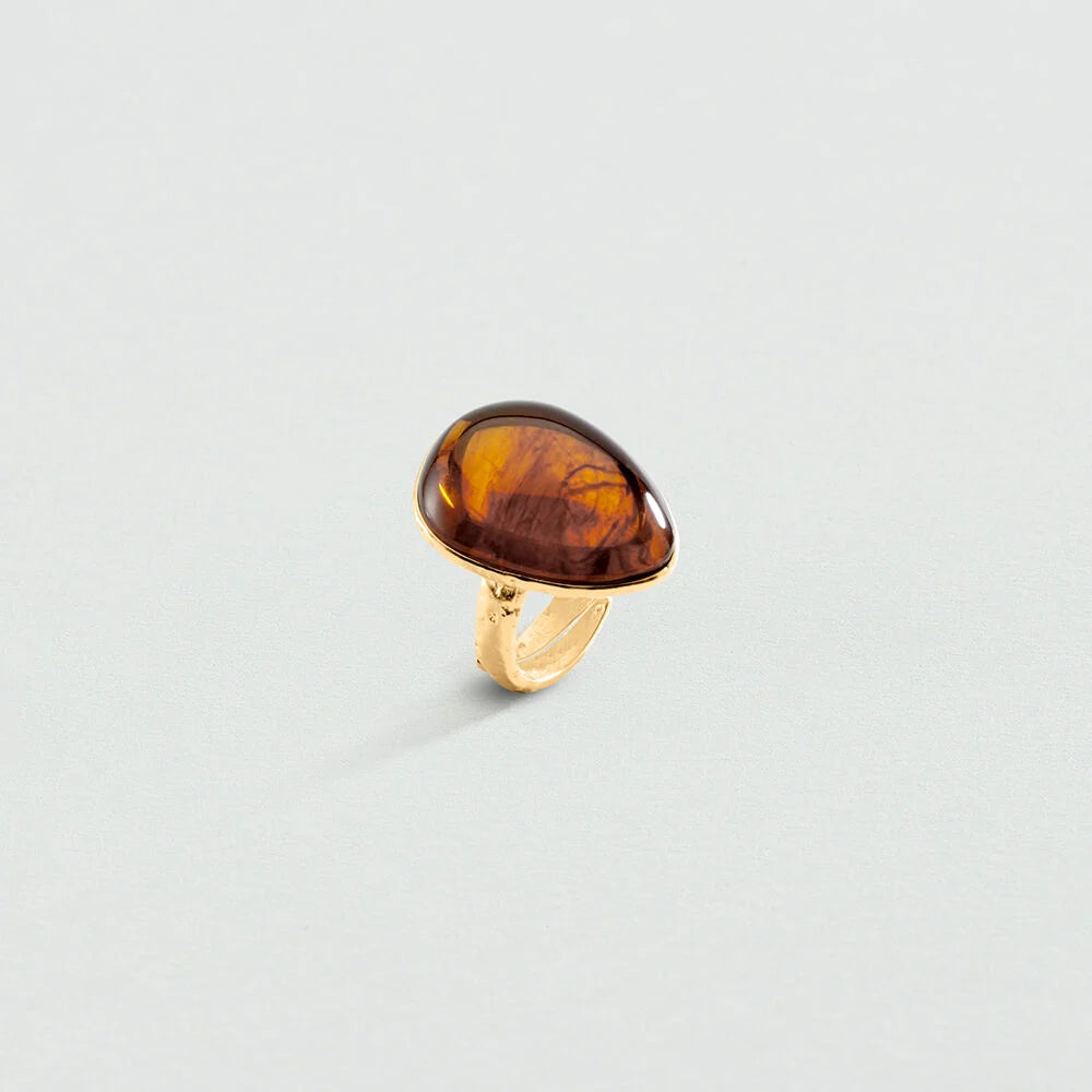Anillo ancho CALMA Marrón / Dorado