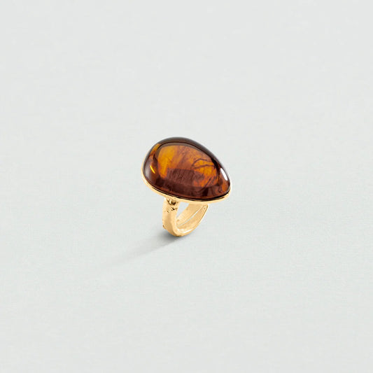 Anillo ancho CALMA Marrón / Dorado