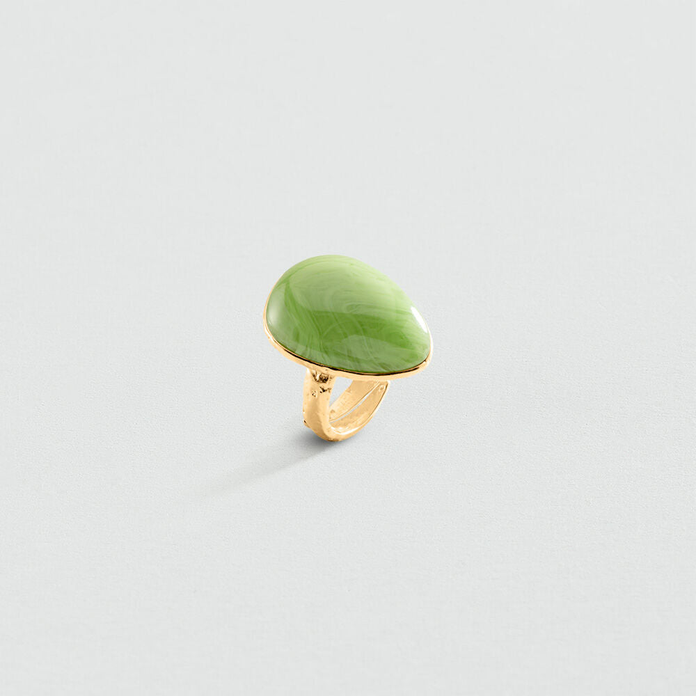 Anillo ancho CALMA Verde / Dorado