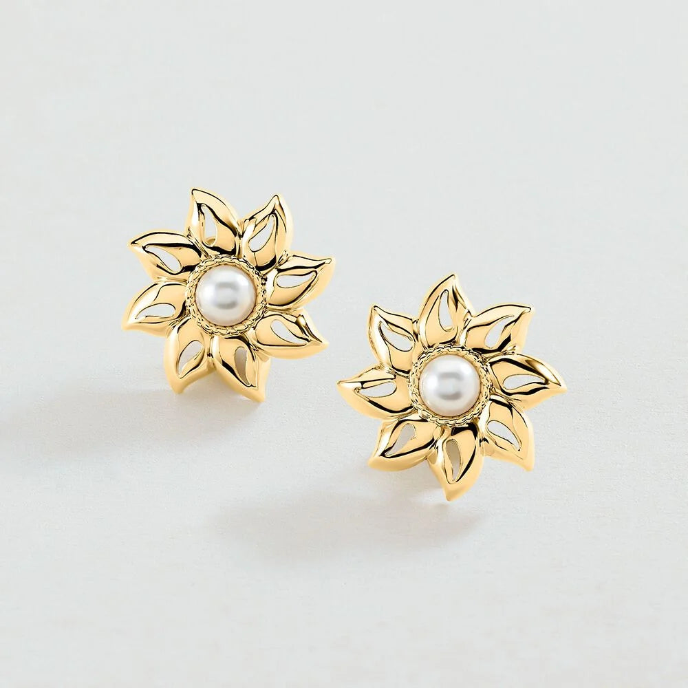 Agatha - Pendientes Largos SOL N.13 (Dorado/Perla)