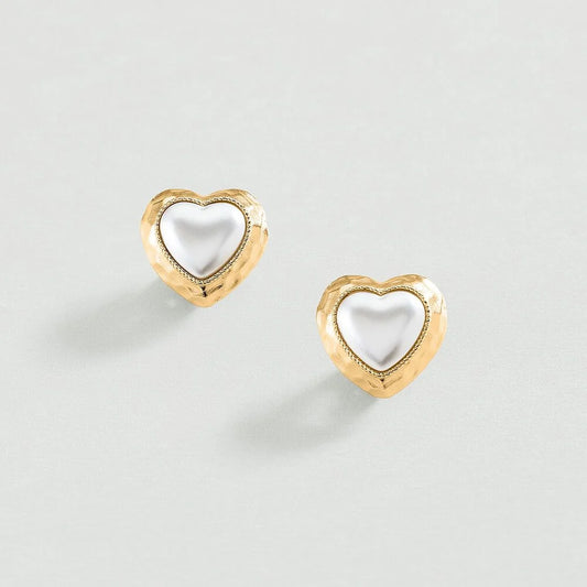 Pendientes Clip corazón n.13 (Perla/Dorado)
