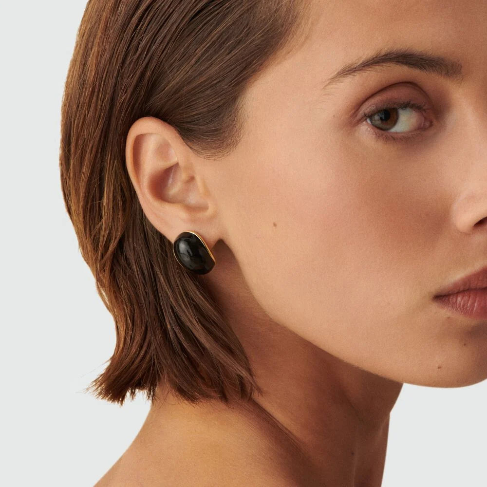 Agatha - Pendientes largos n.13 (Negro/Dorado)