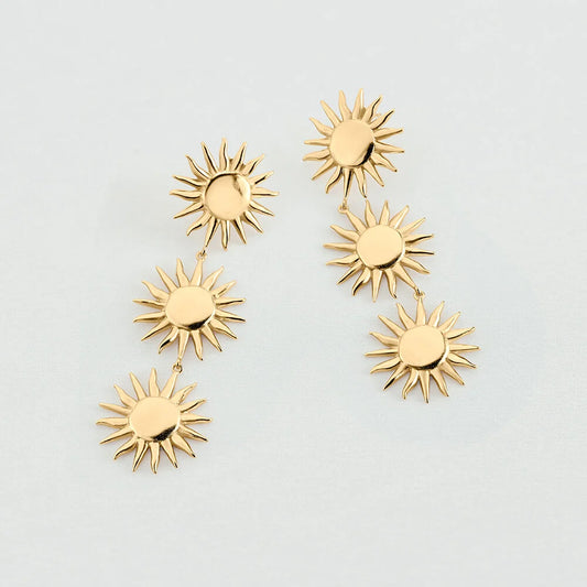 Pendientes cortos TIARE dorado 3 soles