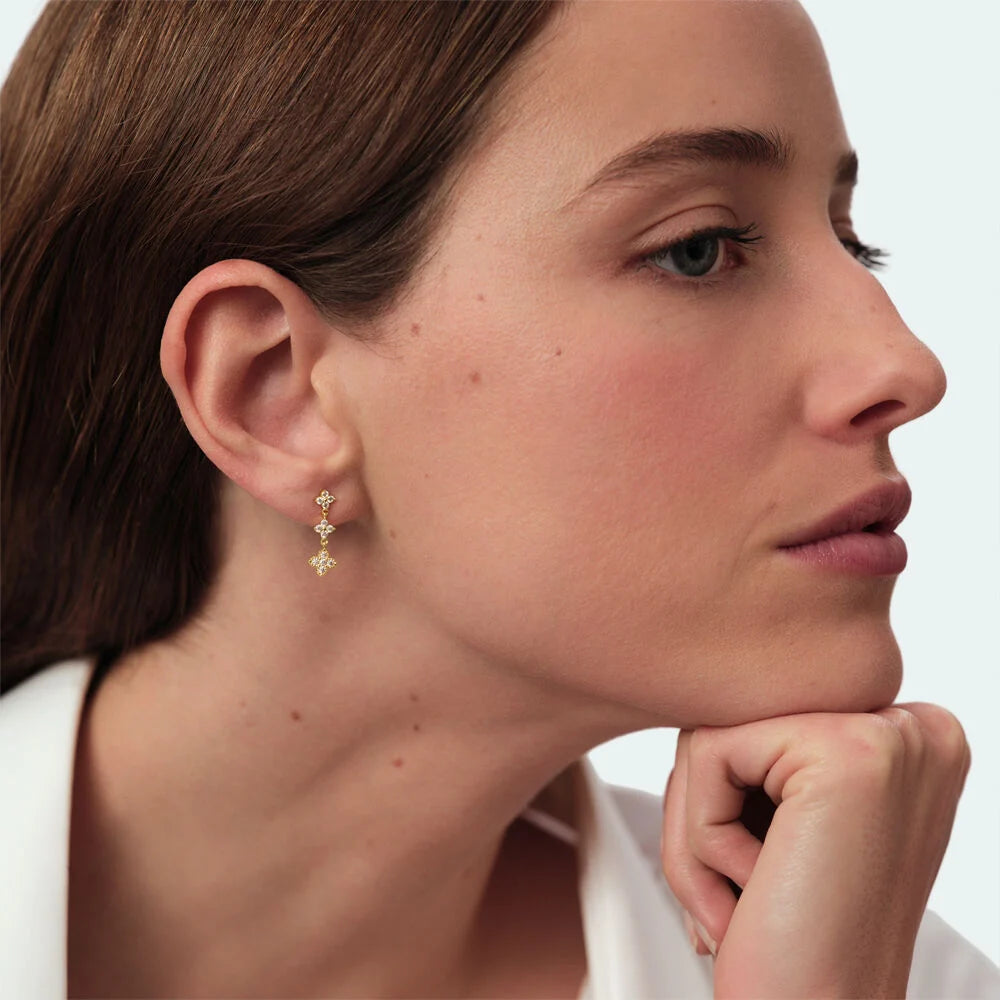 Pendientes largos BELOVED Cristal / Dorado