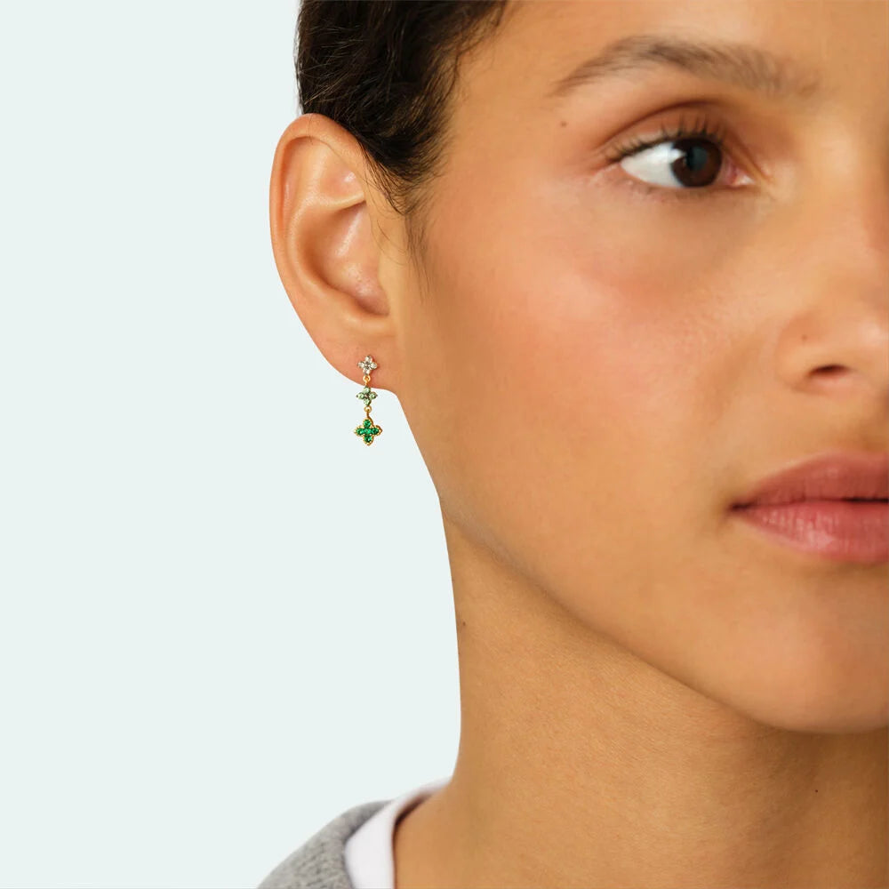 Pendientes largos BELOVED Verde / Dorado