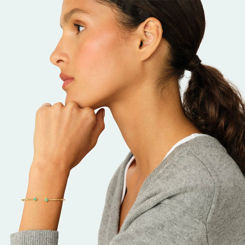 Pulsera rígida BELOVED Verde / Dorado