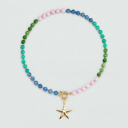 Collar corto TIARE jade tono verdes y estrella de mar