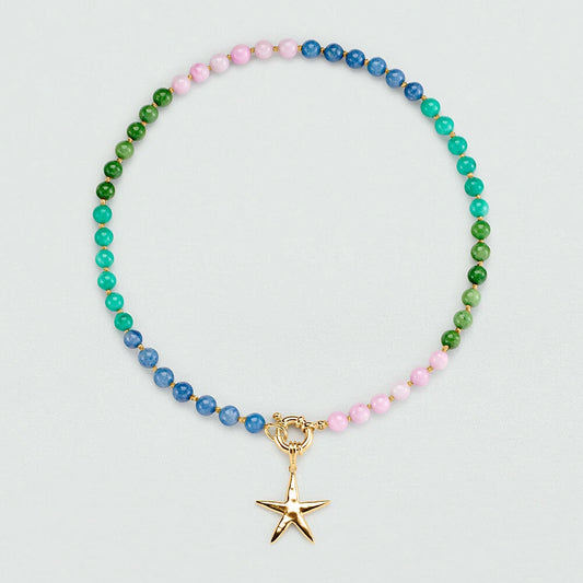 Collar corto TIARE jade tono verdes y estrella de mar