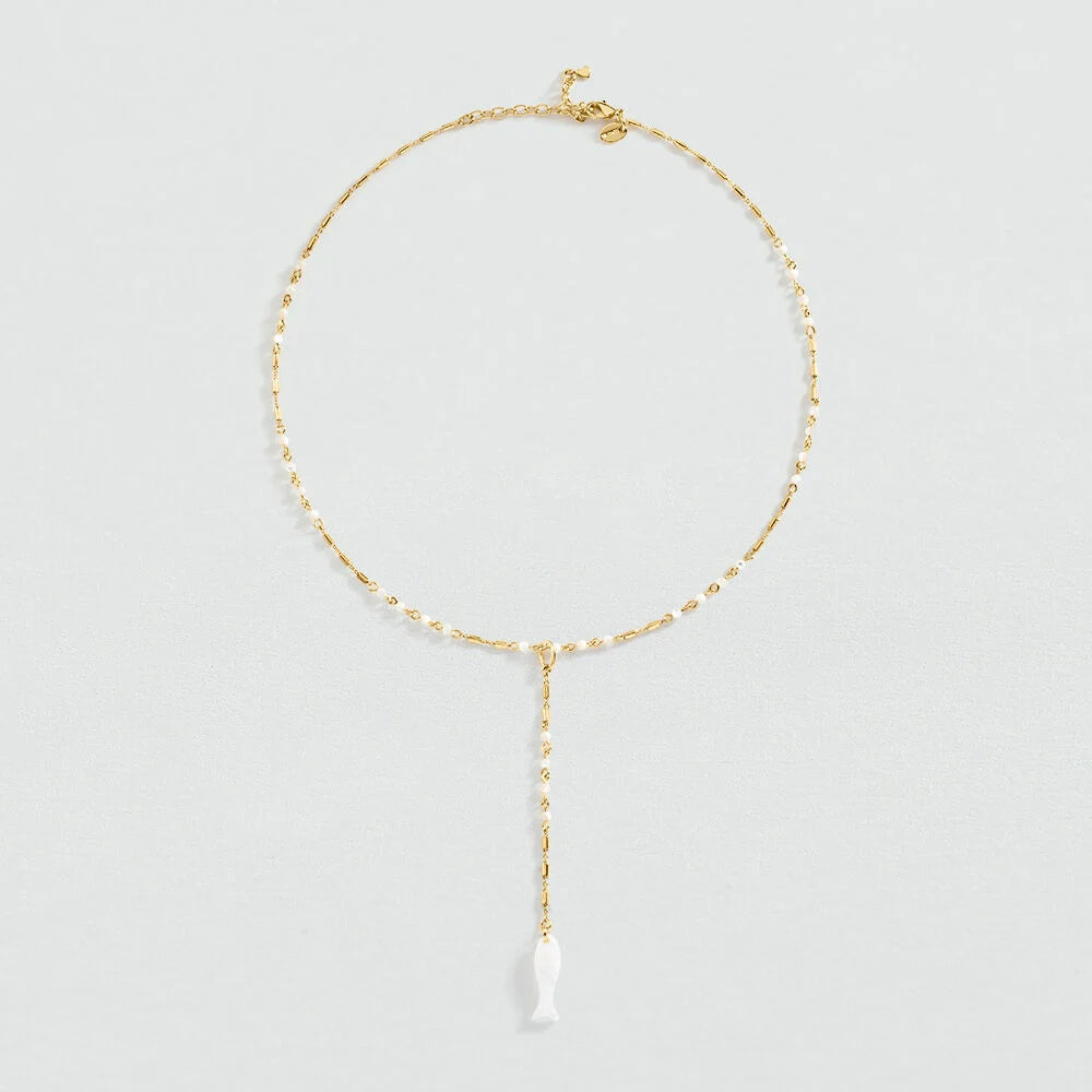 Collar largo CALMA Blanco / Oro