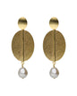 Pendientes largos textura oval Sera con perla barroca en Plata