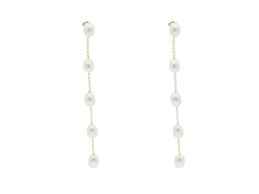 Pendientes largos de plata con perlas cultivadas