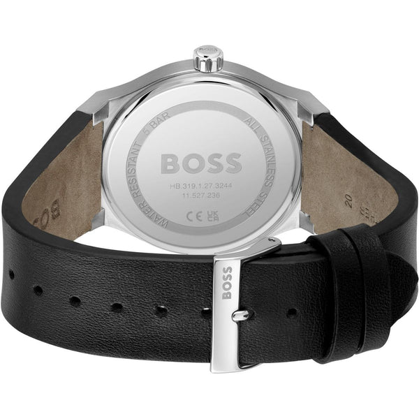 Hugo boss Reloj Cab. con correa de piel y esfera negra.