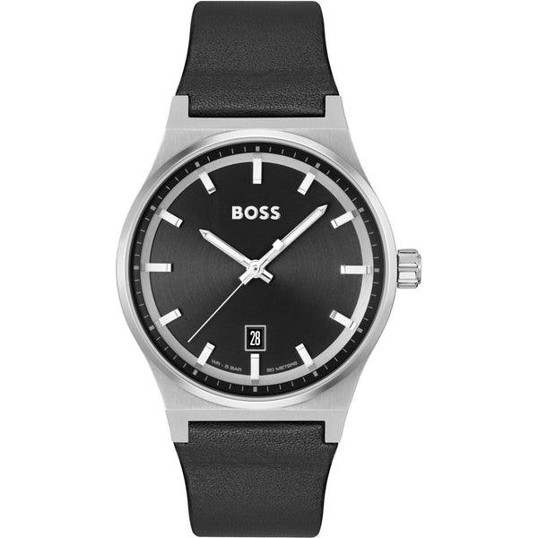 Hugo boss Reloj Cab. con correa de piel y esfera negra.
