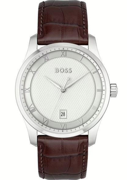 Hugo boss Reloj Cab. Correa piel y esfera blanco y plateada