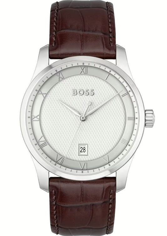 Hugo boss Reloj Cab. Correa piel y esfera blanco y plateada