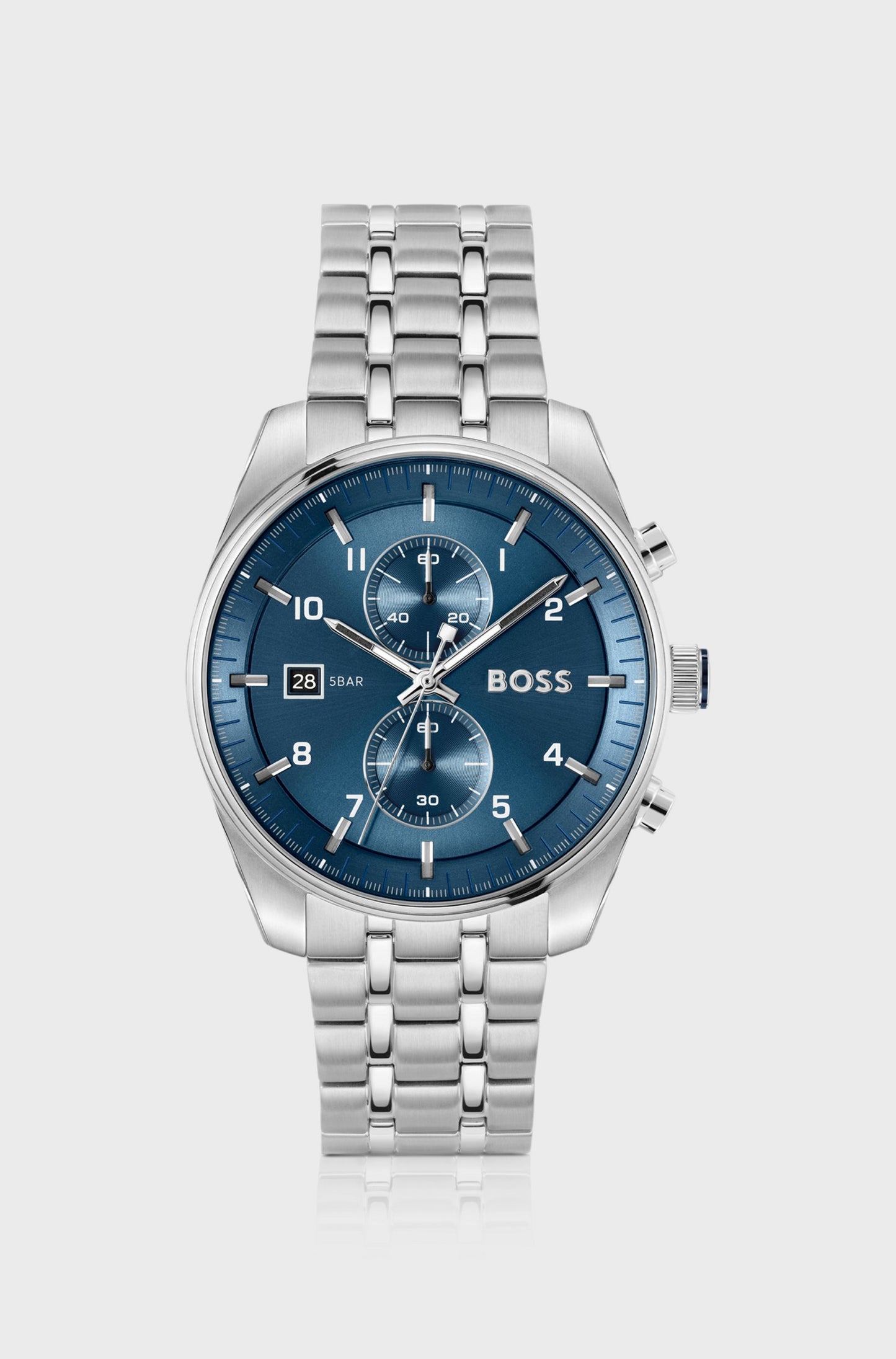 Hugo Boss SKYTRAVELLER Cronógrafo con esfera azul y pulsera de acero
