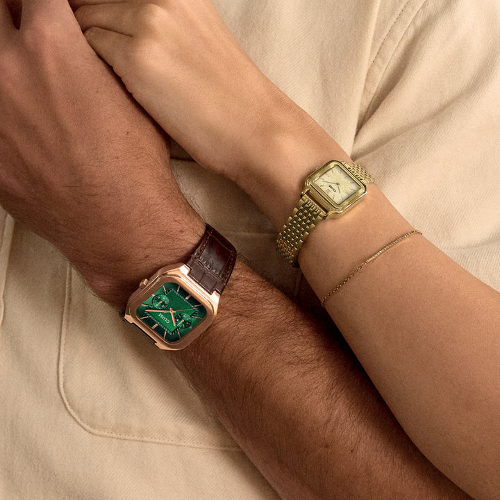 Gracieuse Petite Watch Steel, Lace Textured, Gold Colour