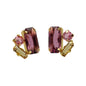 Pendientes botón Inspire rectángulo cristal morado en Plata baño Oro