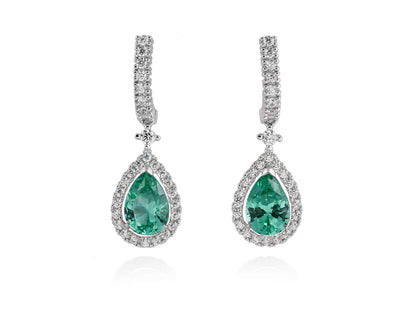 Pendientes LAGRIMA novia color esmeralda en plata