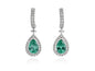 Pendientes LAGRIMA novia color esmeralda en plata