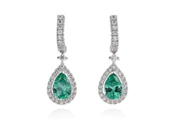 Marina Garcia Pendientes LAGRIMA novia color esmeralda en plata