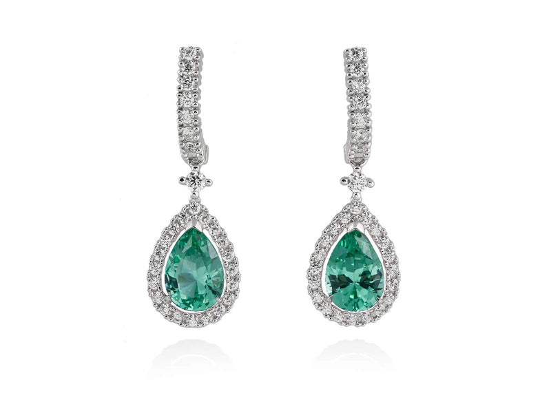 Marina Garcia Pendientes LAGRIMA novia color esmeralda en plata
