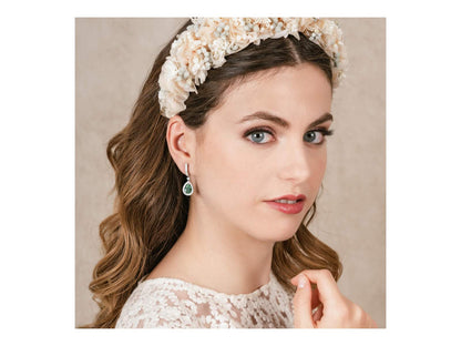 Pendientes LAGRIMA novia color esmeralda en plata