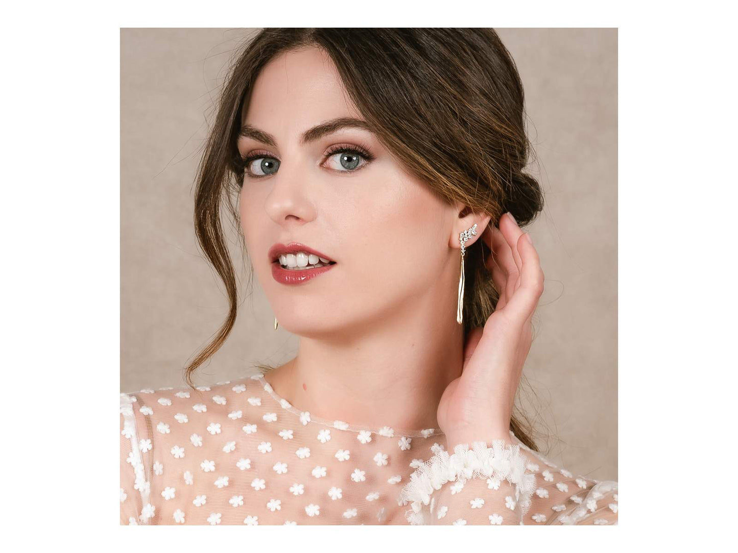Marina Garcia Pendientes novia originales LÍA en plata dorada