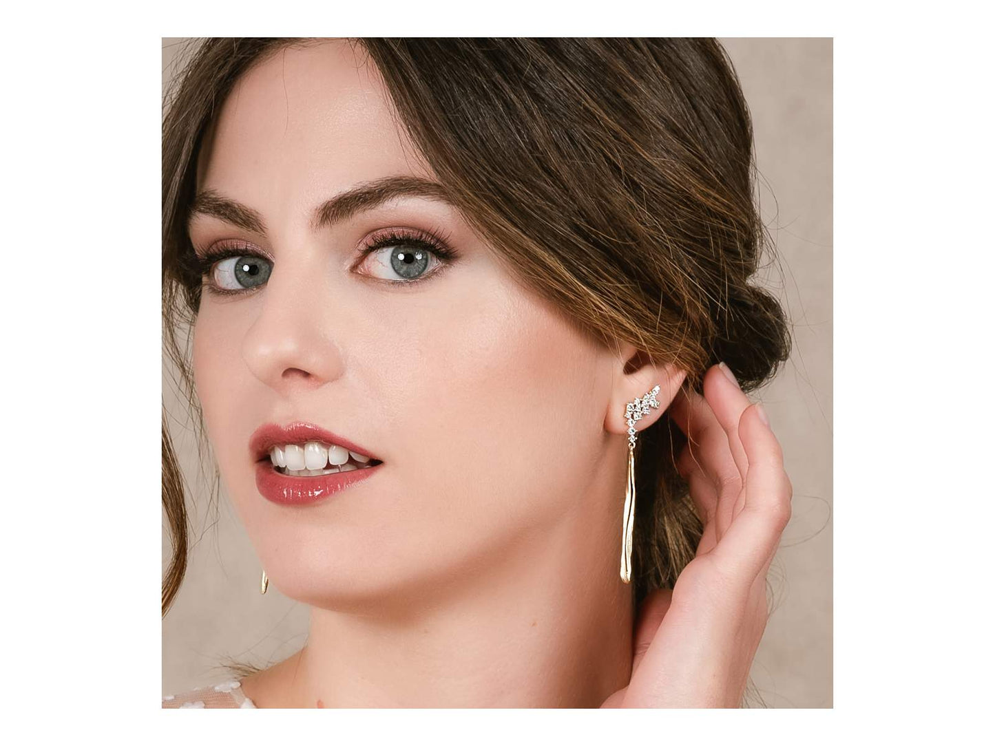 Marina Garcia Pendientes novia originales LÍA en plata dorada