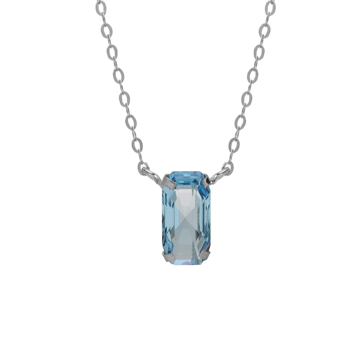 V.C. Collar rectángulo color azul plata