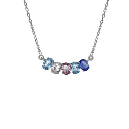 V.C. Collar cristal oval azul en plata