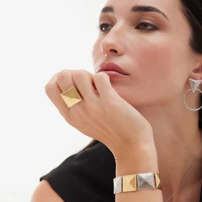Anillo ajustable cuadrado Good Morning en Plata