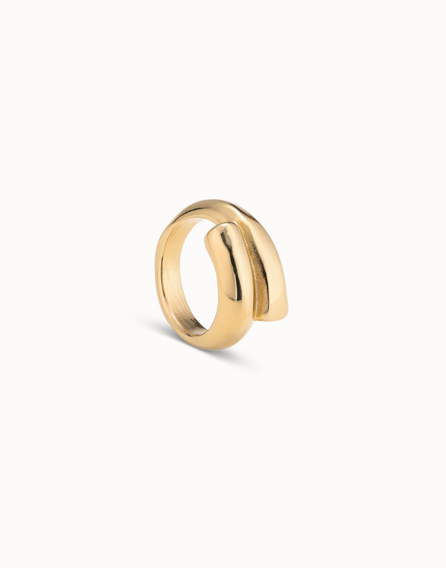 Unode50 Anillo dorado con forma tubular cerrado al centro