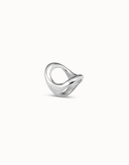 Unode50 Anillo plateado con óvalo central grande