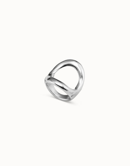 Unode50 Anillo plateado con óvalo central grande