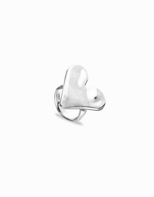 Anillo maxi bañado en plata de ley con forma de corazón